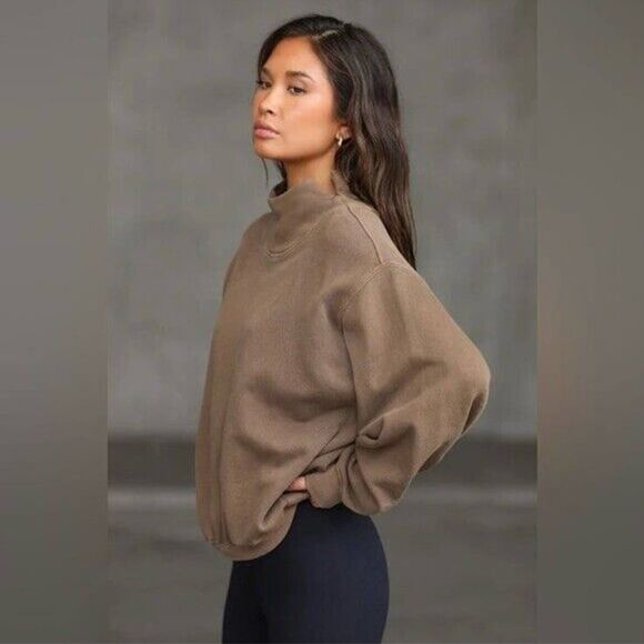 Joah Brown Tops - Joah Brown Turtleneck Sweatshirt in Cocoa French Size S/M